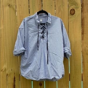 GAP long sleeve lace up blouse